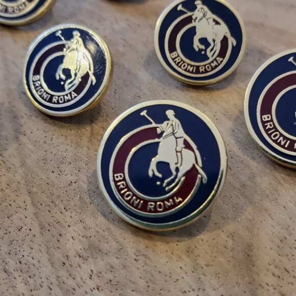 8 Brioni Roma Brass Polo Sport Coat Blazer Replacement Buttons - Picture 3 of 4